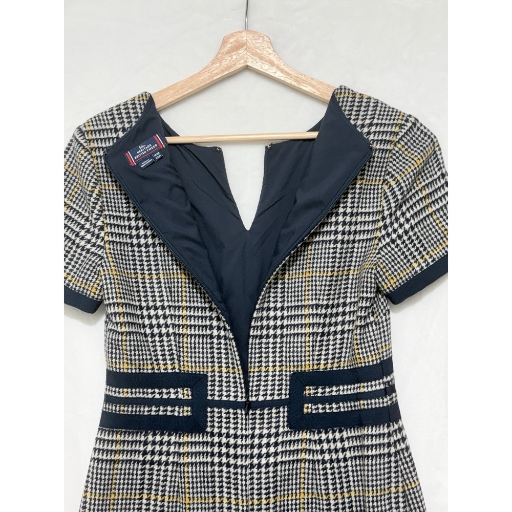 BODEN 100% WOOL BRITISH TWEED BLUE YELLOW PINAFORE MIDI DRESS UK 10 US 6 - Picture 8 of 9